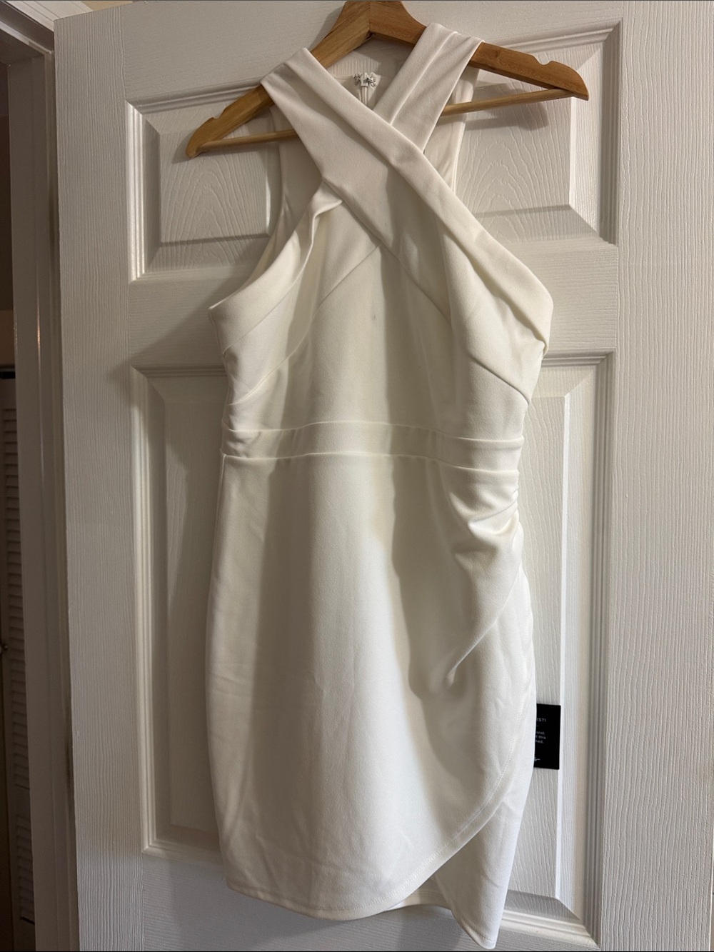 Lulu's White One-Shoulder Cross-Front Cocktail Dress